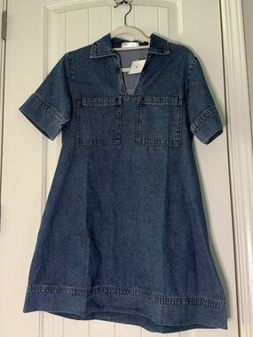 Liam & Co. Denim Midi Dress with Patch Pockets